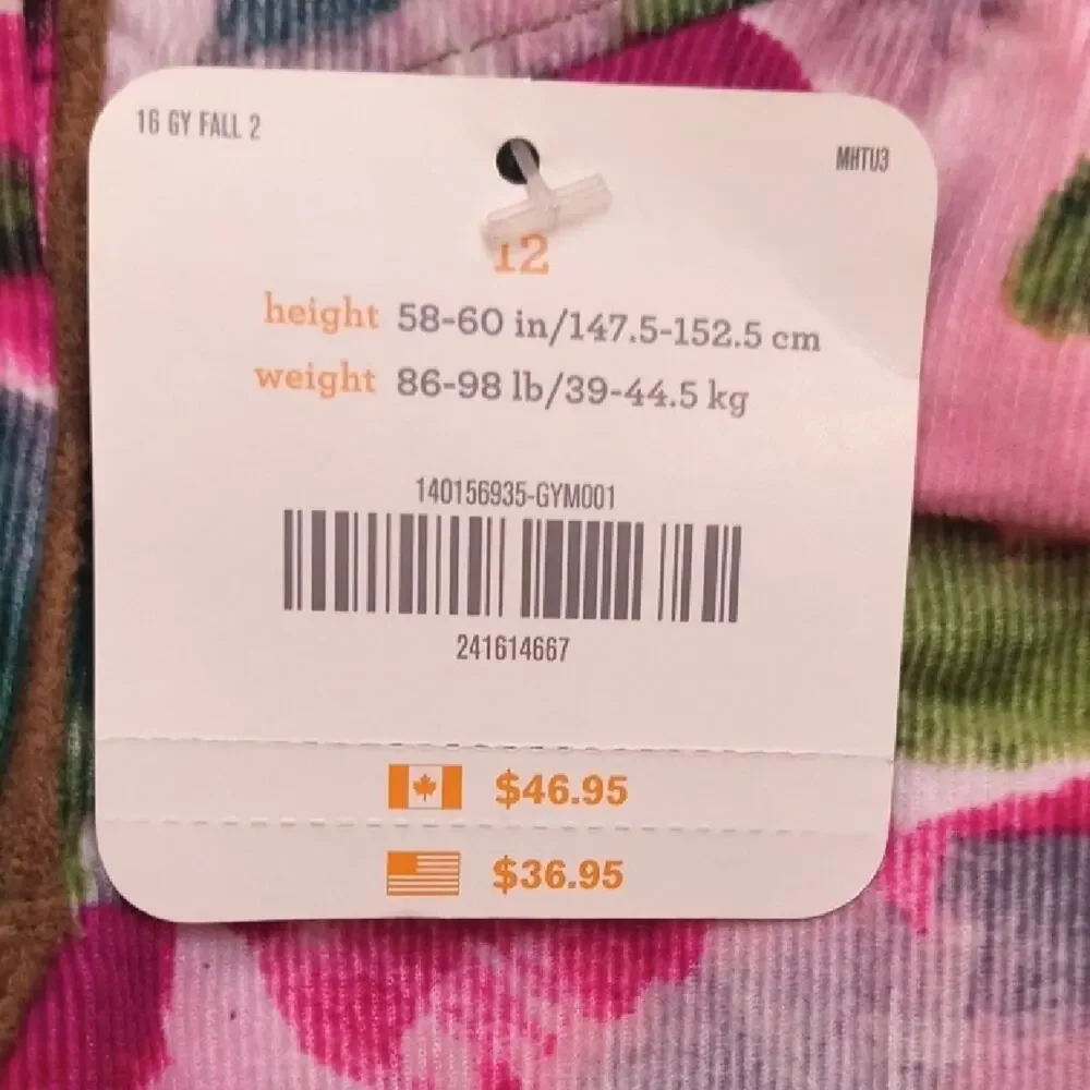 Gymboree, Floral Corduroy Dress 100% Cotton Size 12 NWT